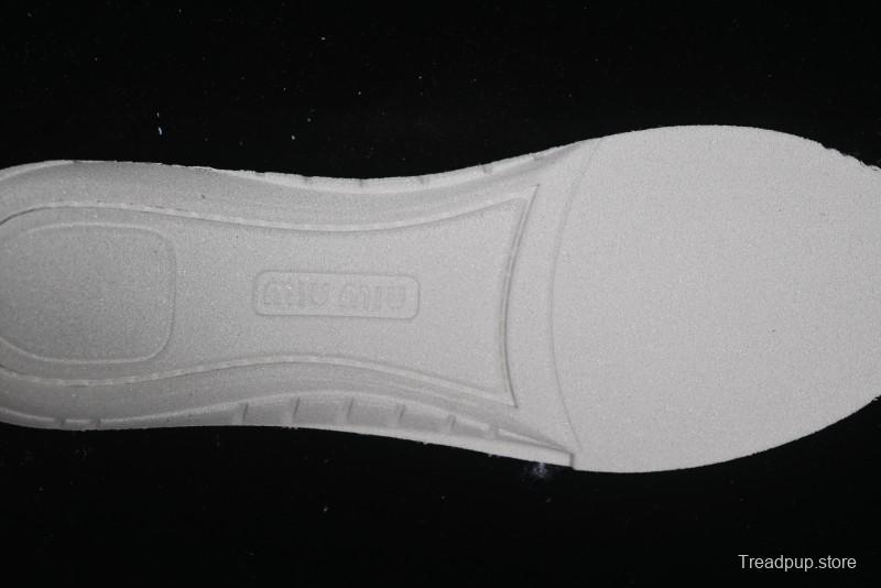 Miu Miu Suede Round Toe Lace-Up Women's Low-Top Casual Shoes in Beige - 99D4