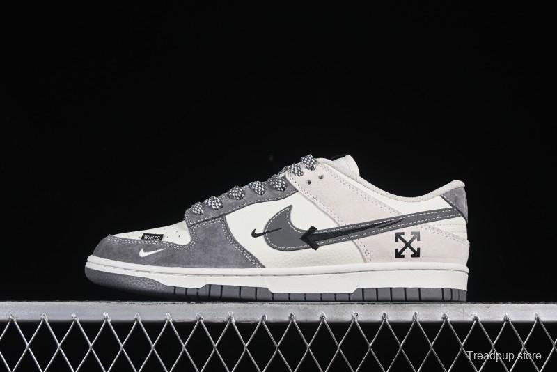 Nike SB Dunk Low OFF-WHITE Collaboration Multi-Color Gray Swoosh Anniversary Customized Low-Top Casual Sneakers - DJ2024-133