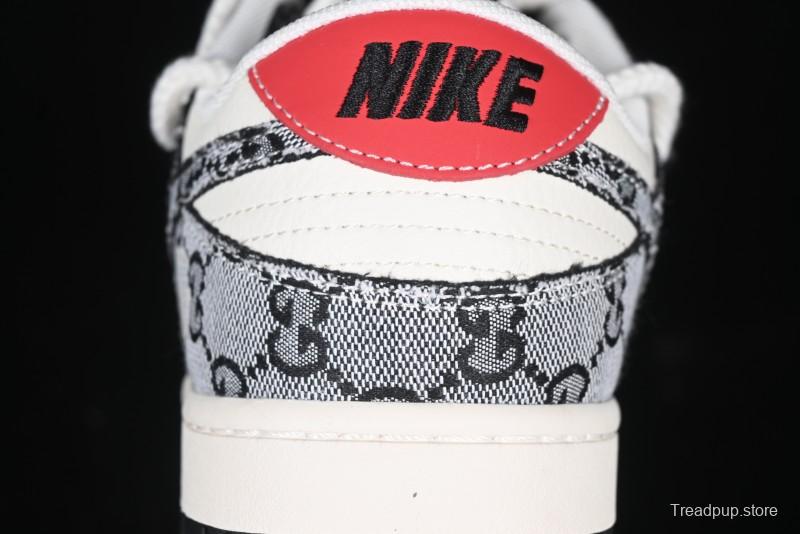 Nike SB Dunk Low Gucci Collaboration Grey Jacquard Swoosh Anniversary High-End Custom Low-Top Casual Skate Shoes - YX5066-215
