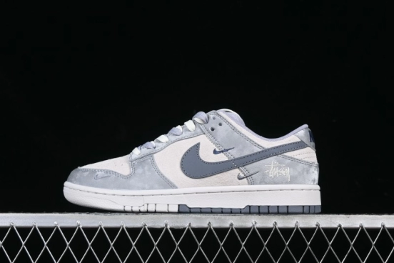 Nike SB Dunk Low Stussy Collaboration Tie-Dye Grey Hook Anniversary Custom Low-Top Casual Skate Shoes - DM6868-037