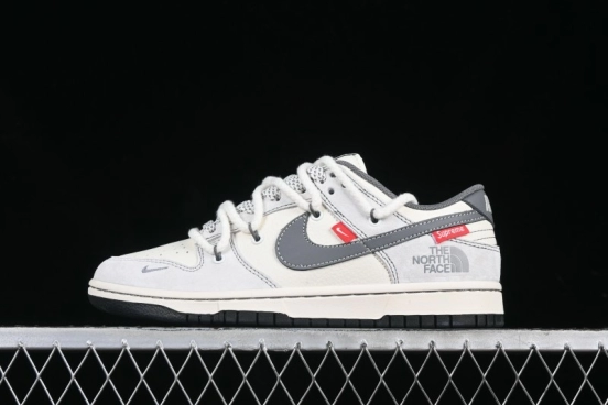 Nike SB Dunk Low The North Face x Supreme Collaboration Light Gray Hook Anniversary Custom Low-Top Casual Skate Shoes - YX5066-230