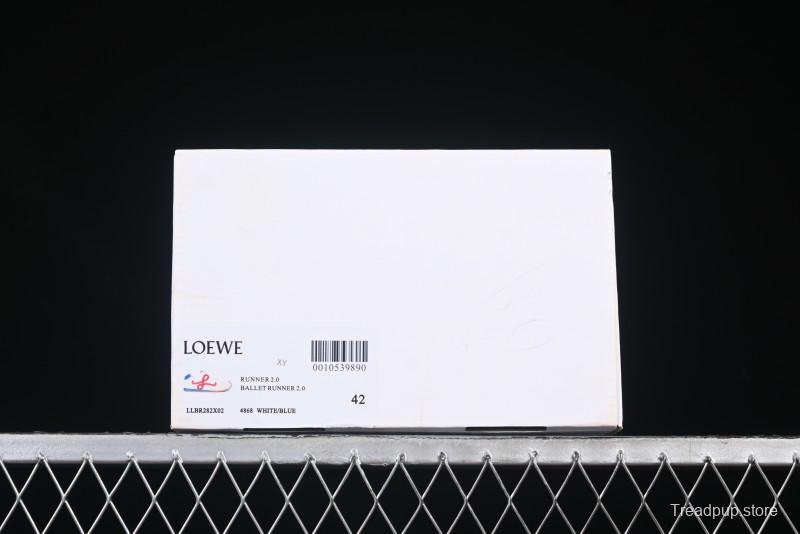 Loewe Ballet Runner 2.0 Sneakers Retro Style Low-Profile Casual Sports Shoes with Asymmetric Toe Design - White Blub