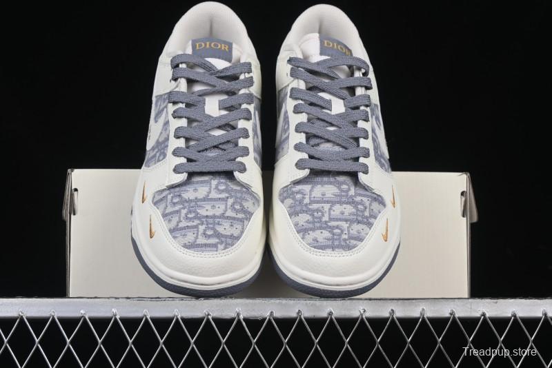 Nike SB Dunk Low Dior x Stone Island Triple Collaboration - Anniversary High-End Custom Low-Top Casual Sneakers - DM6868-043