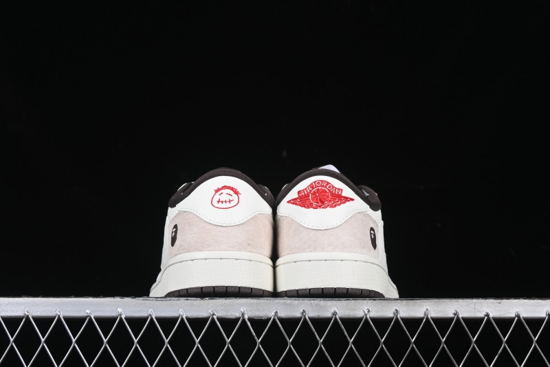 Nike Travis Scott x Fragment Design x Air Jordan 1 Low OG SP AJ1 Bape Collaboration Sneakers - AG3702-807