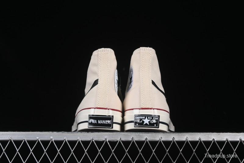A Ma Maniere x Nike x Converse Chuck 70 High Top Sneakers with Leather and Velvet Swoosh Logo - A13388C