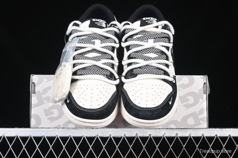Nike SB Dunk Low The North Face x Supreme Anniversary Edition Customized Lace-Up Black White Black Swoosh Casual Skate Shoes - YX5066-227