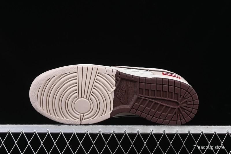 Nike SB Dunk Low Supreme Collaboration Bullet Screen White Check Anniversary High-End Custom Low-Top Casual Skate Shoes - DJ2024-091