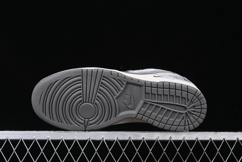 Nike SB Dunk Low The North Face Collaboration Double Swoosh Grey Pigskin Anniversary Edition Custom Low-Top Casual Skate Shoes - XX3168-009