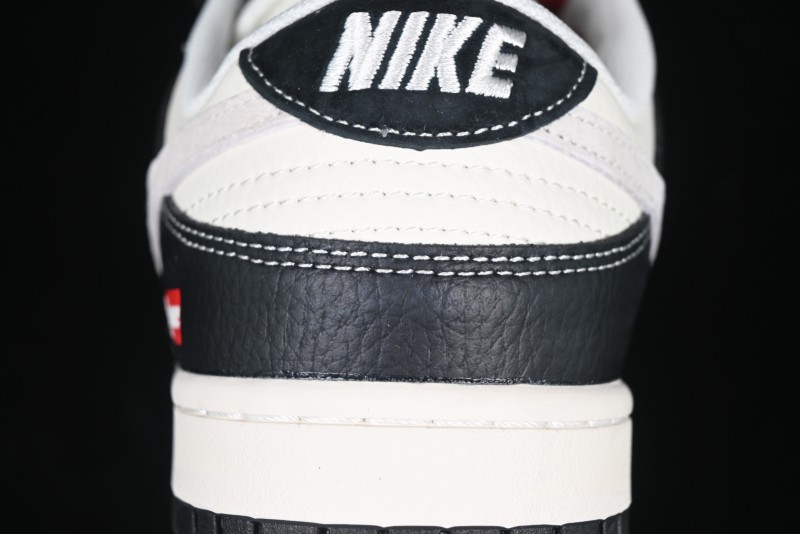 Nike SB Dunk Low Supreme Collaboration - Black Leather Texture Anniversary High-End Custom Low-Top Casual Skate Shoes - XS1086-020