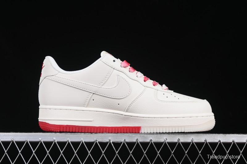 Nike Air Force 1 '07 Low Supreme Collaboration Beige Red Color Block Low-Top Casual Sneakers - BB7577-216