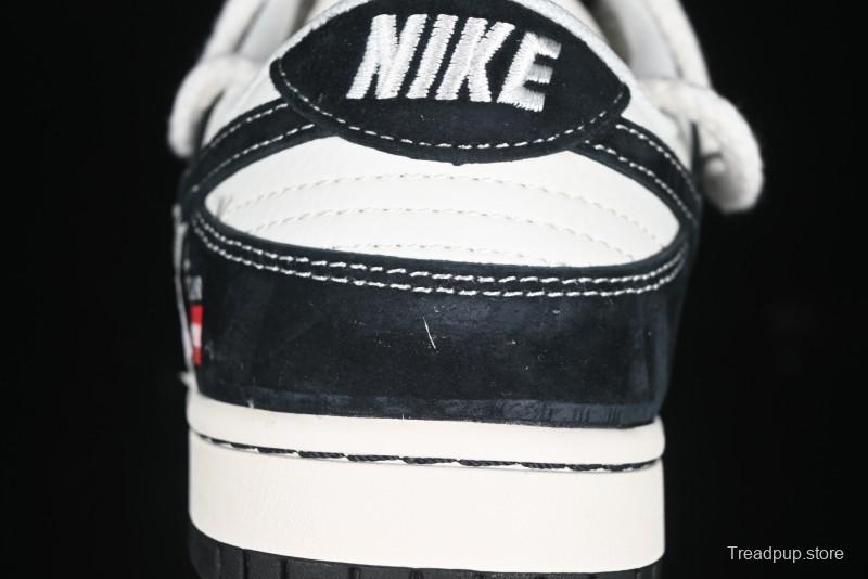 Nike SB Dunk Low Supreme x Stone Island Triple Collaboration Strap Patch Black Swoosh Anniversary Custom Low-Top Casual Skate Shoes - YX5066-202
