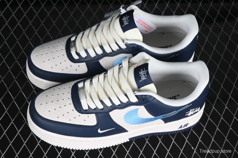 Nike Air Force 1 '07 Low Stussy Collaboration Green Embroidered Swoosh Custom Casual Sneakers - DM6688-021