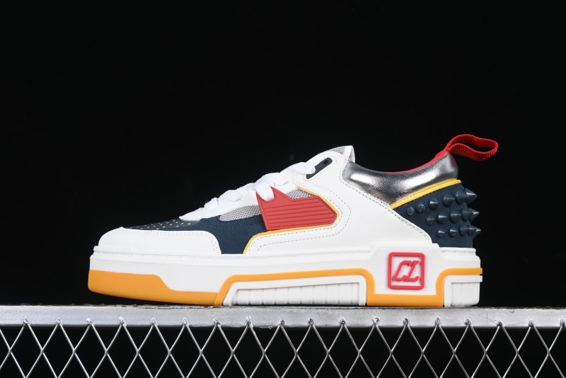 Christian Louboutin Funnyto Flat Comfortable Fashion Low-Top Sneakers in White Yellow Red - X.D4