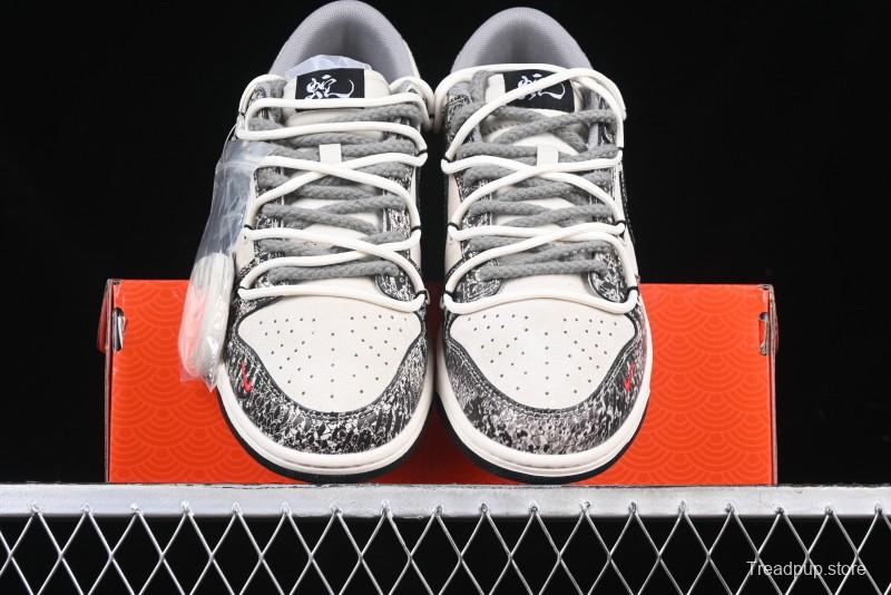 Nike SB Dunk Low Year of the Snake Series Strap Black Swoosh Custom High-End Low-Top Casual Skate Shoes - YX5066-273