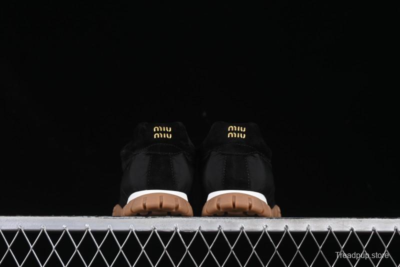 Miu Miu Suede Round Toe Lace-Up Women's Low-Top Casual Shoes - 99D4