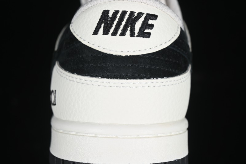 Nike SB Dunk Low Gucci Collaboration Black White Lettering Anniversary High-End Custom Low-Top Casual Skate Shoes - DJ2024-098