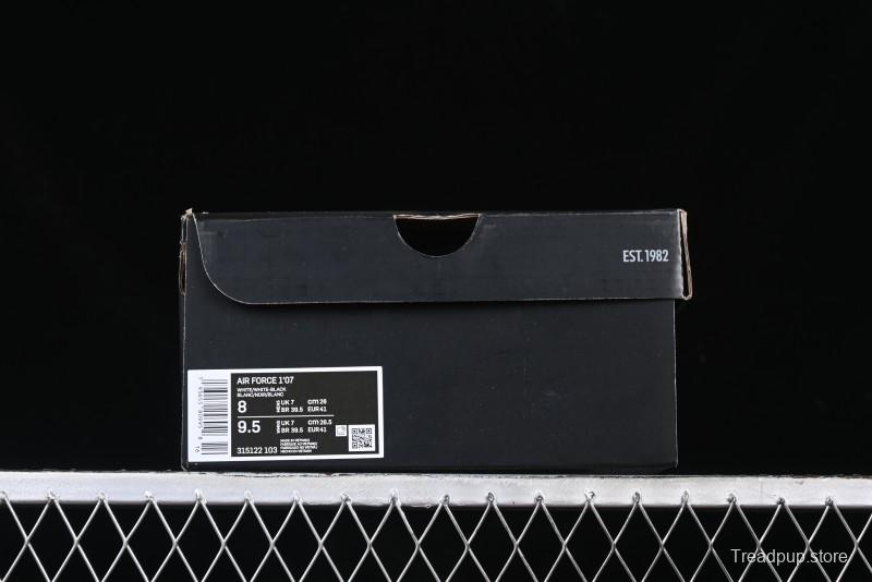 Nike Air Force 1 '07 Low White Black Swoosh Casual Sneakers - 315122-103