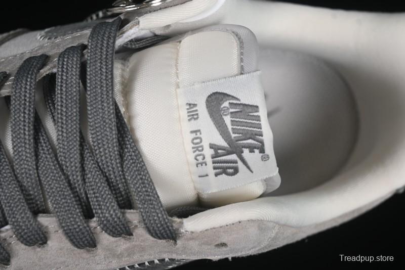 Nike Air Force 1 '07 Low Violent Bear Collaboration Grey Embroidered Swoosh Low-Top Casual Sneakers - KK1988-047