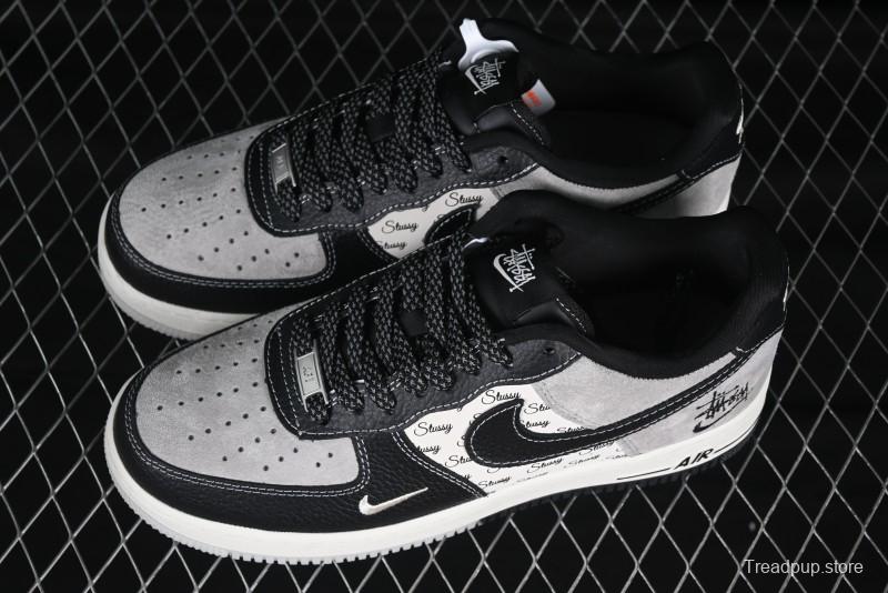 Nike Air Force 1 '07 Low Stussy Collaboration Black Leather Low-Top Casual Sneakers - CH6336-518