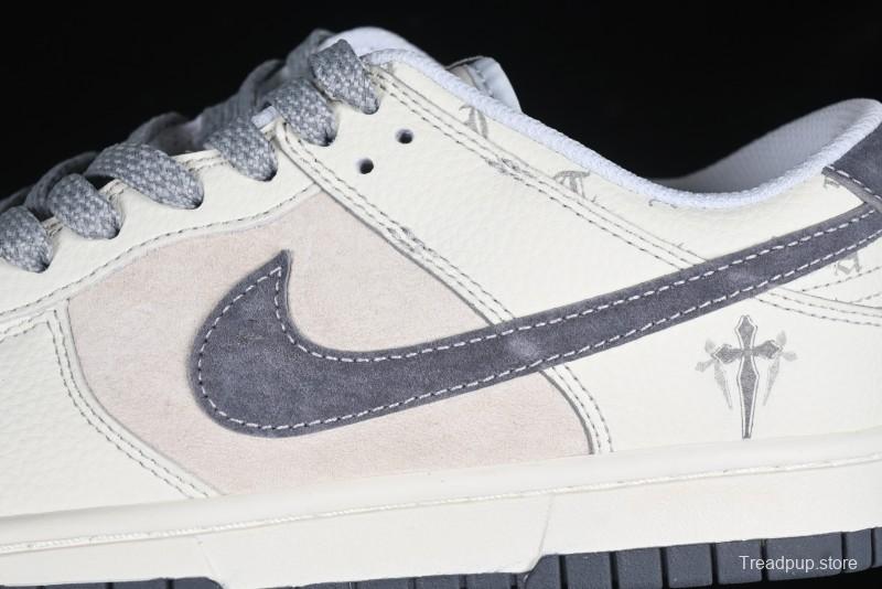 Nike SB Dunk Low Chrome Hearts Collaboration Cross Print Grey Swoosh Anniversary Custom Low-Top Casual Sneakers - DJ2024-064