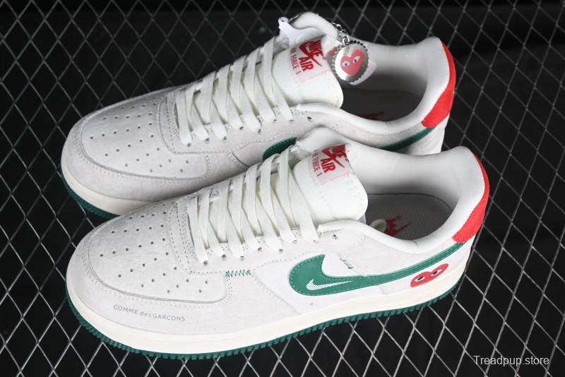 Nike Air Force 1 '07 Low CDG Play Collaboration Green Swoosh Low-Top Casual Sneakers - DF0188-033