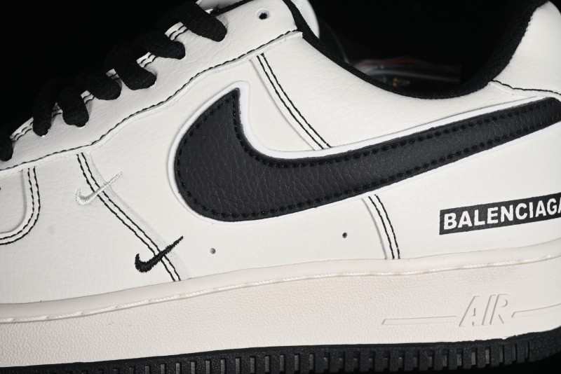 Balenciaga x Nike Air Force 1 '07 Low Triple Swoosh Beige Black Casual Shoes - FR0538-090
