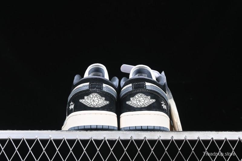 Nike Air Jordan 1 Low Stussy Collaboration - Grey Swoosh Retro Basketball Shoes - XX3318-503