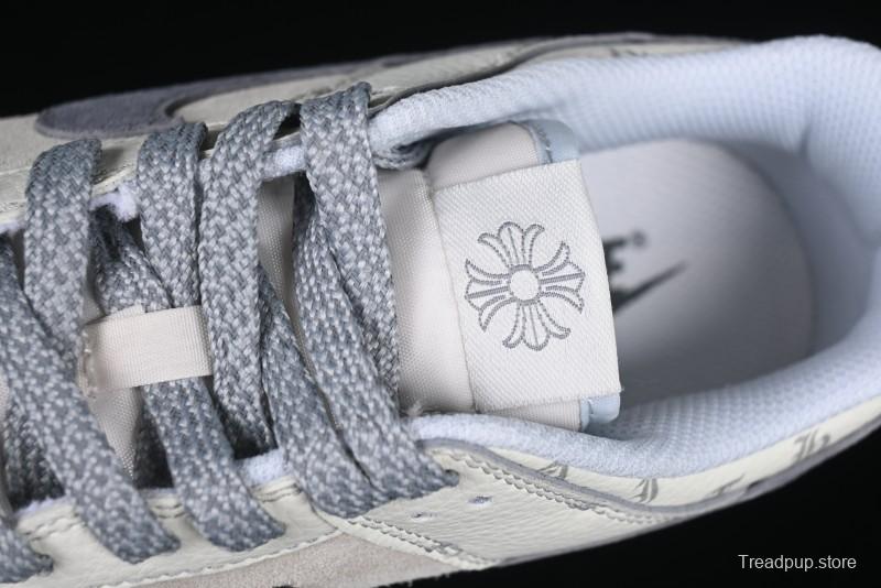 Nike SB Dunk Low Chrome Hearts Collaboration Cross Print Grey Swoosh Anniversary Custom Low-Top Casual Sneakers - DJ2024-064