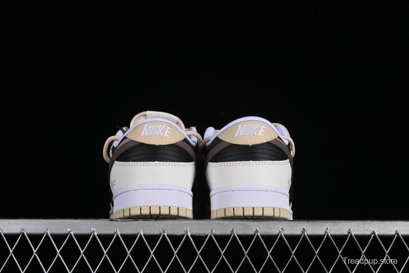 Nike Dunk Low Chestnut Letter High Street Black Brown Deconstructed SB Strap Low Top Casual Skate Shoes - DV0831-003