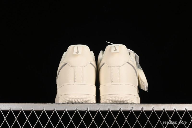 Nike Air Force 1 '07 Low Classic Grey Silver Swoosh Starry Sneakers - MJ0319-023