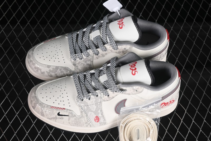 Nike Air Jordan 1 Low Retro Basketball Shoes with Snake Scale Design - SJ9950-054