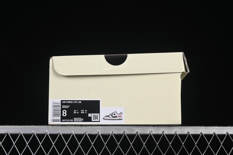 Nike Air Force 1 '07 Low Supreme Collaboration Beige Black Spliced Casual Sneakers with Strap - HH7518-056