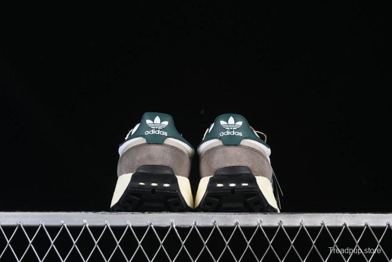 Adidas Retro-Inspired Sneakers - White, Grey & Green with Boost Sole