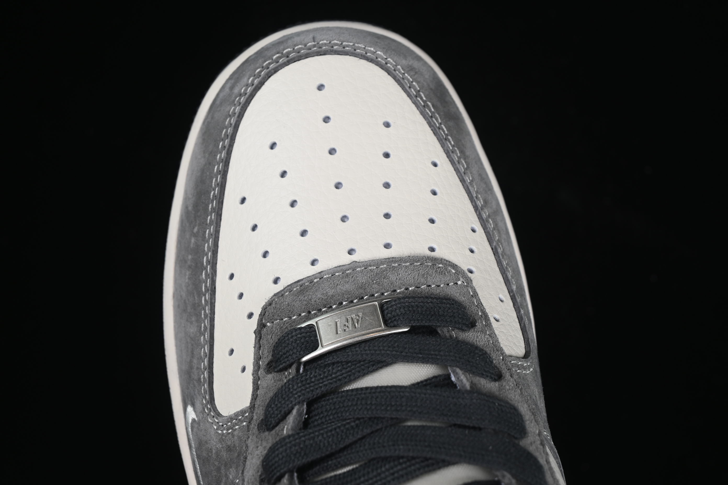 Nike Air Force 1 '07 Low Supreme Collaboration Black Grey Patchwork Casual Sneakers - XZ6188-792