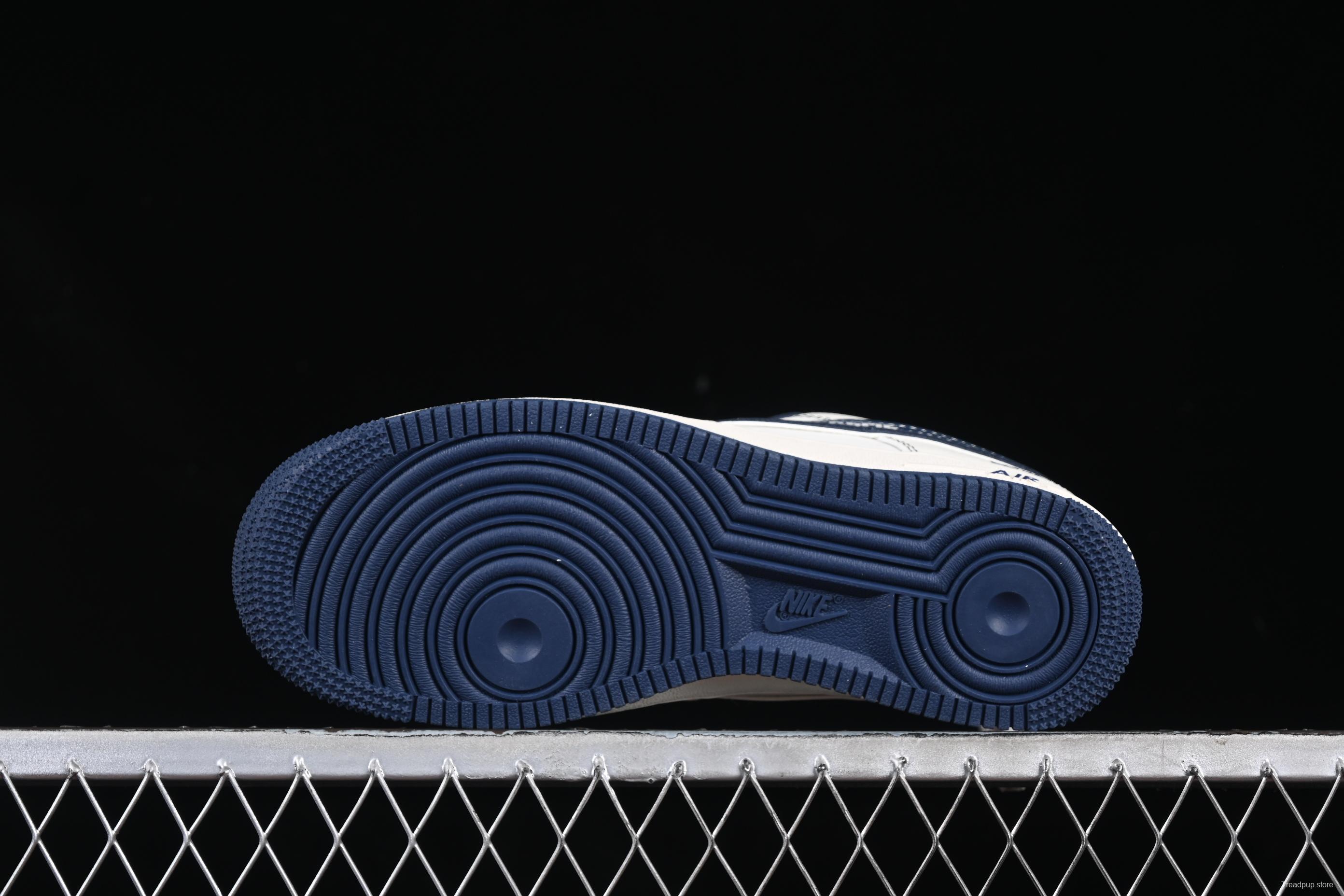 Nike Air Force 1 '07 Low Supreme Collaboration Dark Blue Swoosh Casual Sneakers - XS1958-524