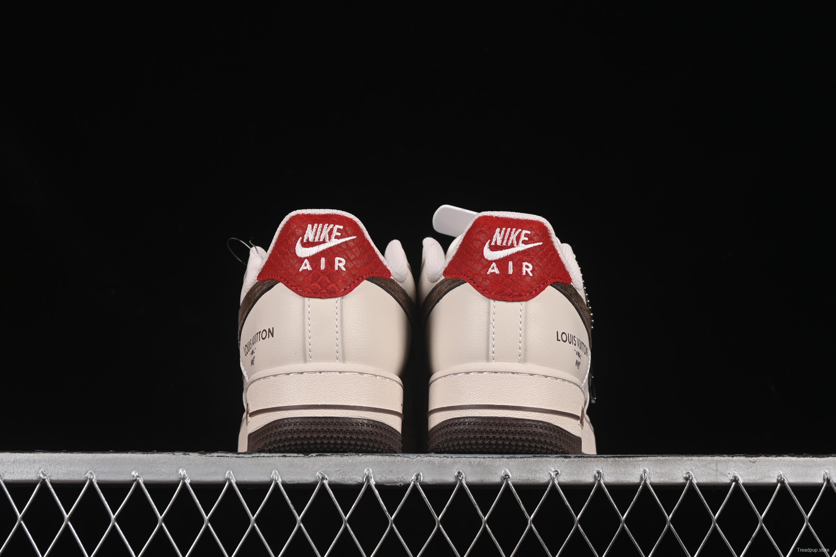 Nike Air Force 1'07 Low LV Collaboration Tan Brown Red Sole Casual Sneakers - XX3168-129