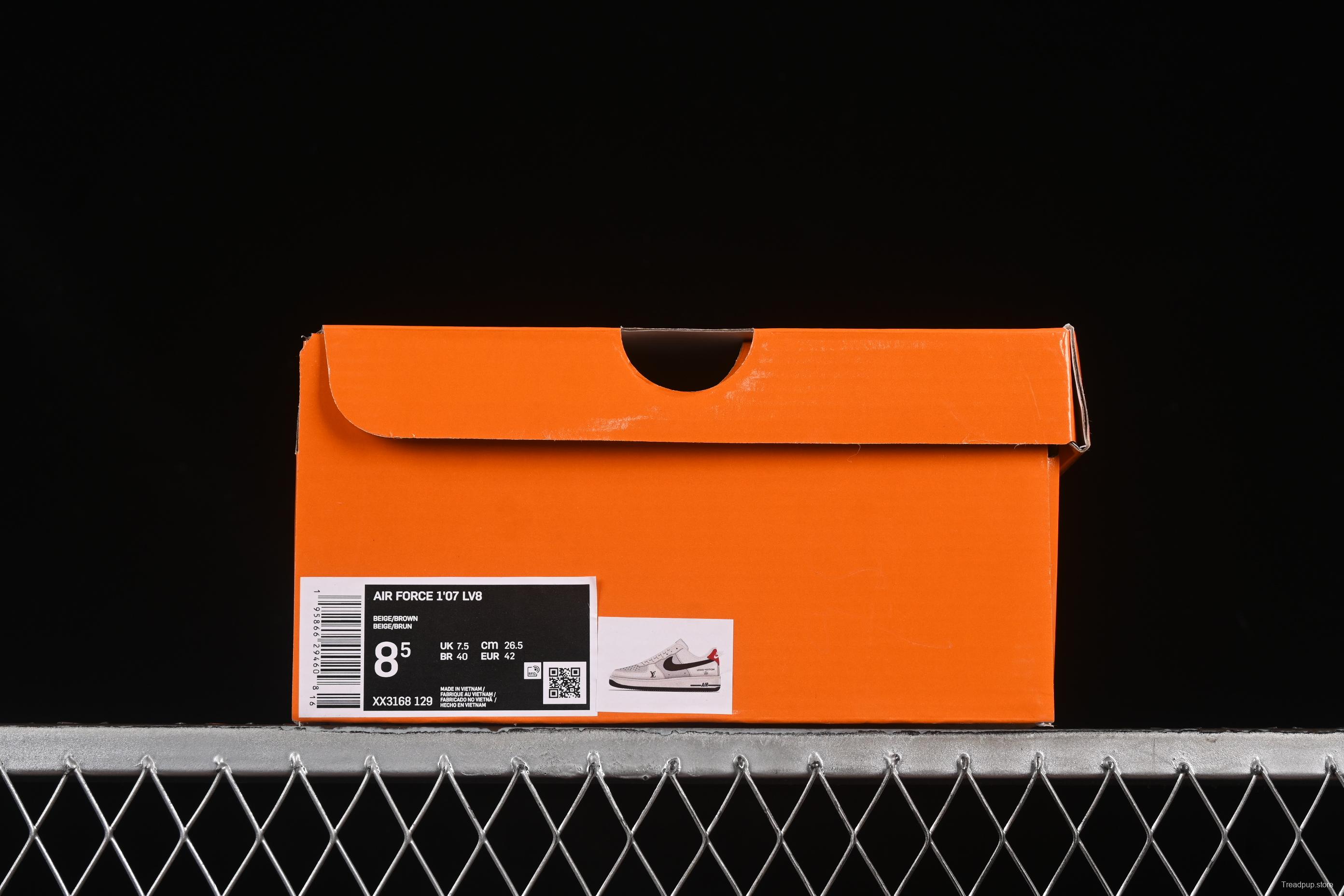 Nike Air Force 1'07 Low LV Collaboration Tan Brown Red Sole Casual Sneakers - XX3168-129