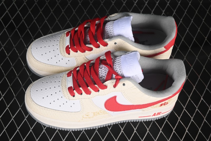 Nike Air Force 1'07 Low Snake Year Themed Casual Sneakers with Full-Length Air Cushion - DX2678-100