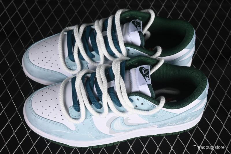 Nike Dunk Low Deconstructed Snake Emblem White Blue Low-Top Casual Sneakers - DD1391-101