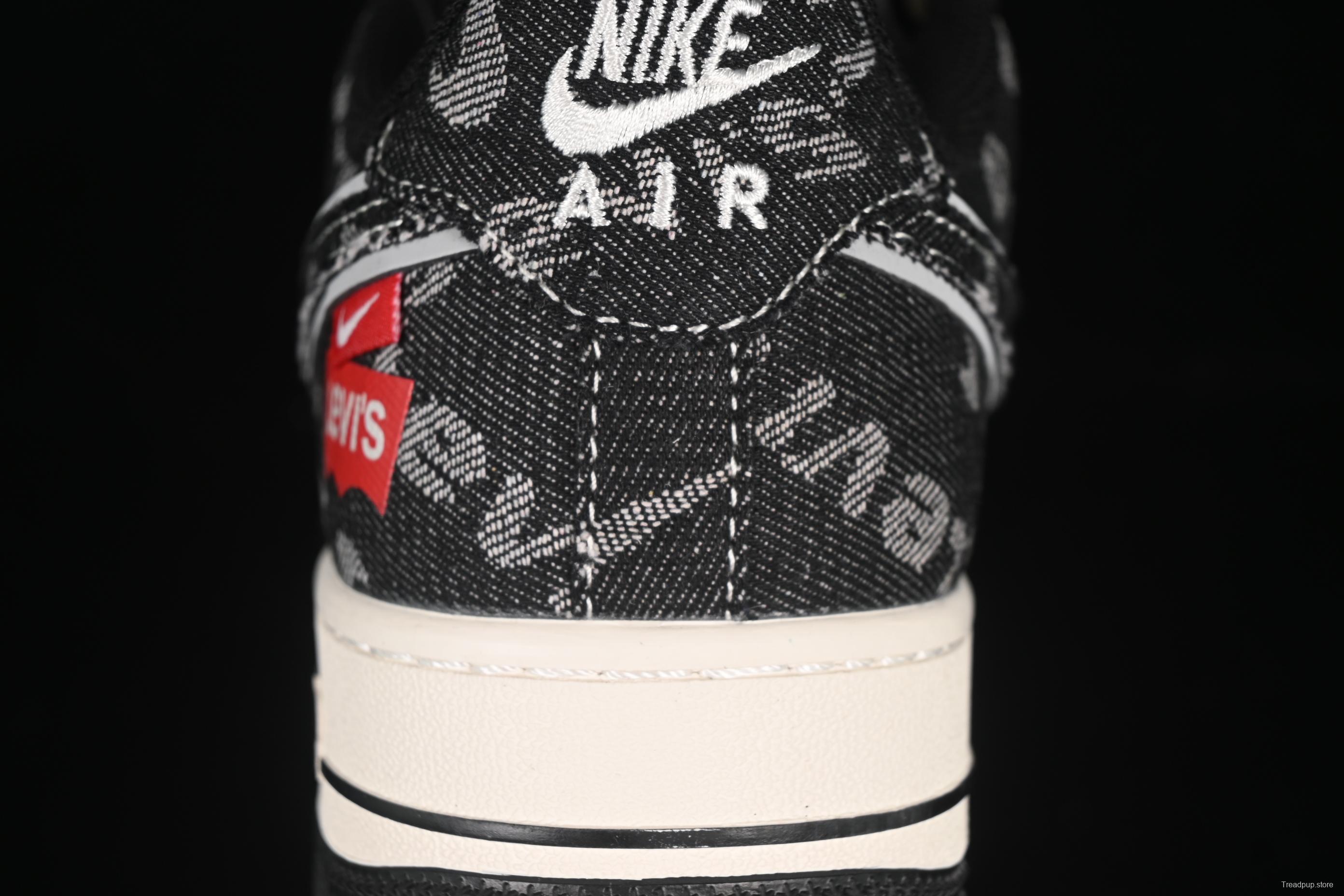 Nike Air Force 1 '07 Low Levi's Collaboration Dual-Tone Black Denim Casual Sneakers - YX5066-312