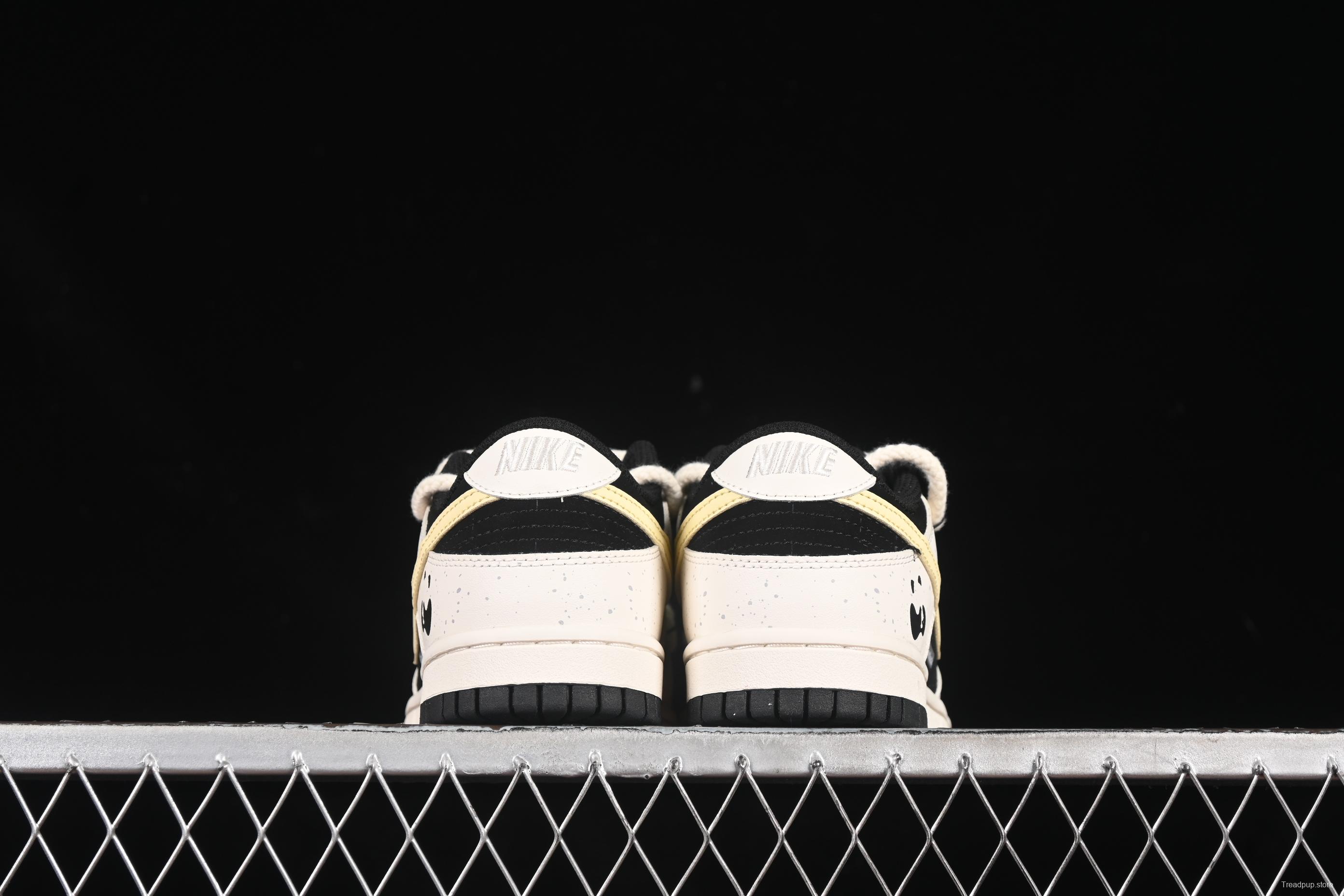 Nike Dunk Low Retro Casual Sneakers with Panda Cheesy Colorway and Splatter Effect - DD1391-100