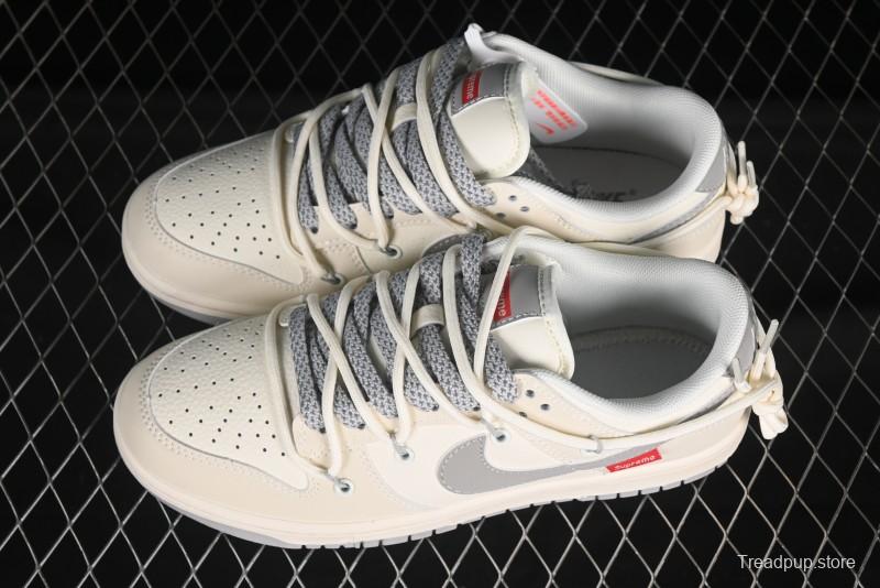 Nike SB Dunk Low Sup Anniversary Customized Low-Top Casual Skate Shoes with Strap and Grey Swoosh - DM6868-091