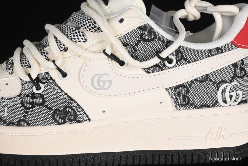 Nike Air Force 1'07 Low Gucci Collaboration Grey Pattern Drawstring Casual Sneakers - YX5066-319