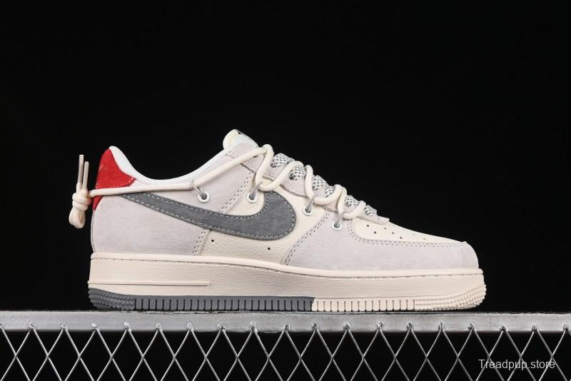 Nike Air Force 1 '07 Low LV Collaboration Two-Tone Red Heel Drawstring Casual Sneakers - DM6868-084