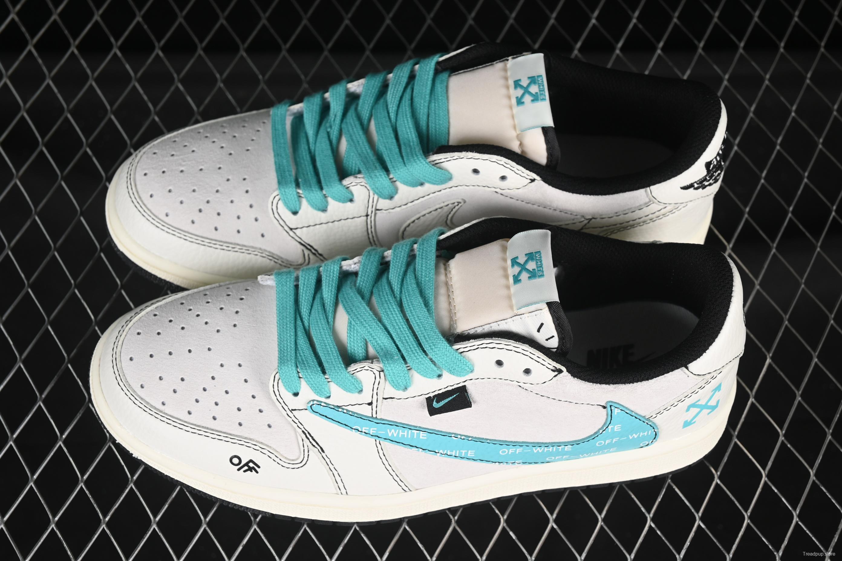 Nike Air Jordan 1 Low AJ1 OFF-White Collaboration - Light Grey Low-Top Retro Lifestyle Sneakers - XZ5749-005