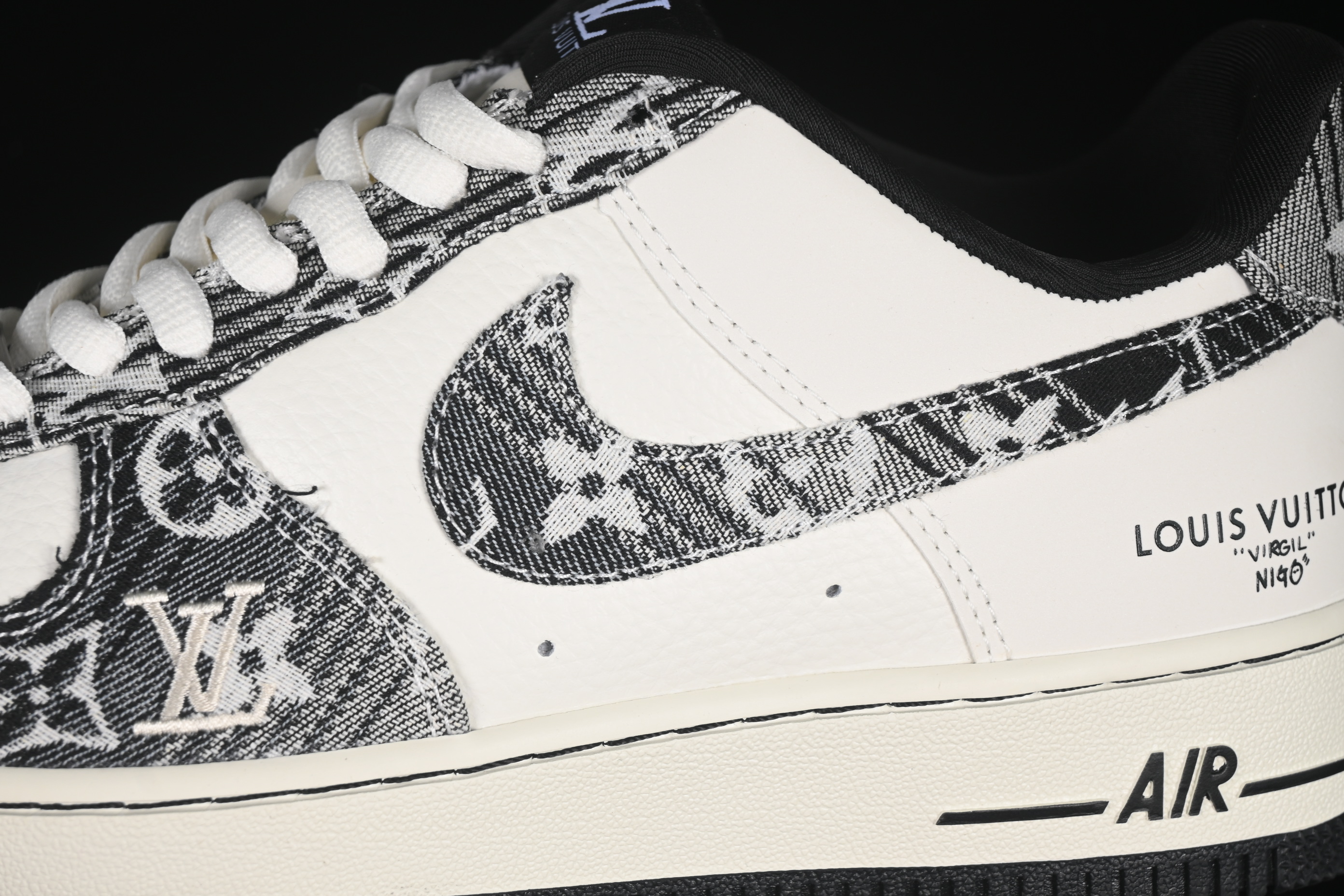 Nike Air Force 1 '07 Low LV Collaboration Grey Black Denim Casual Sneakers - SC9207-539