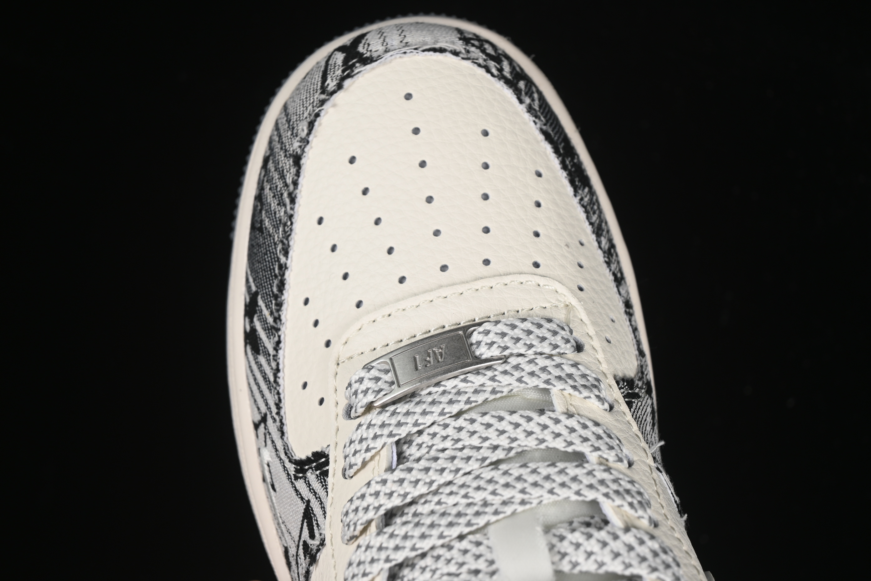 Nike Air Force 1 '07 Low LV Collaboration Black Grey Printed Denim Casual Sneakers - XS1958-587