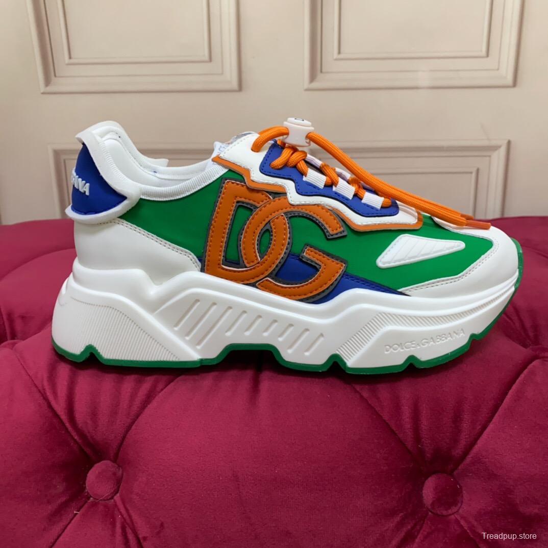 2025 Unisex Dolce & Gabbana Green Blue Orange Leather Lycra Sneakers DG