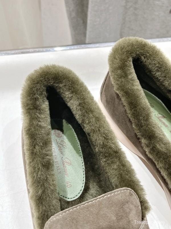 2024 Women LP Brown Suede Loafers With Wool Lining MJ00300