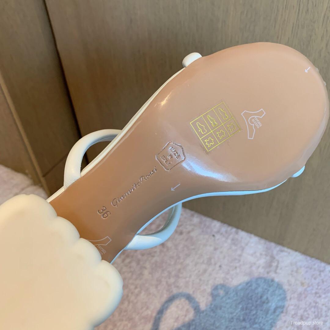 2025 Women Gianvito Rossi White Leather Sandals